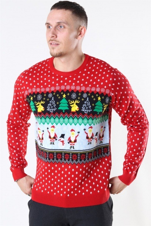Only & Sons Xmas 7 Funny Top Strik Pompeian Red
