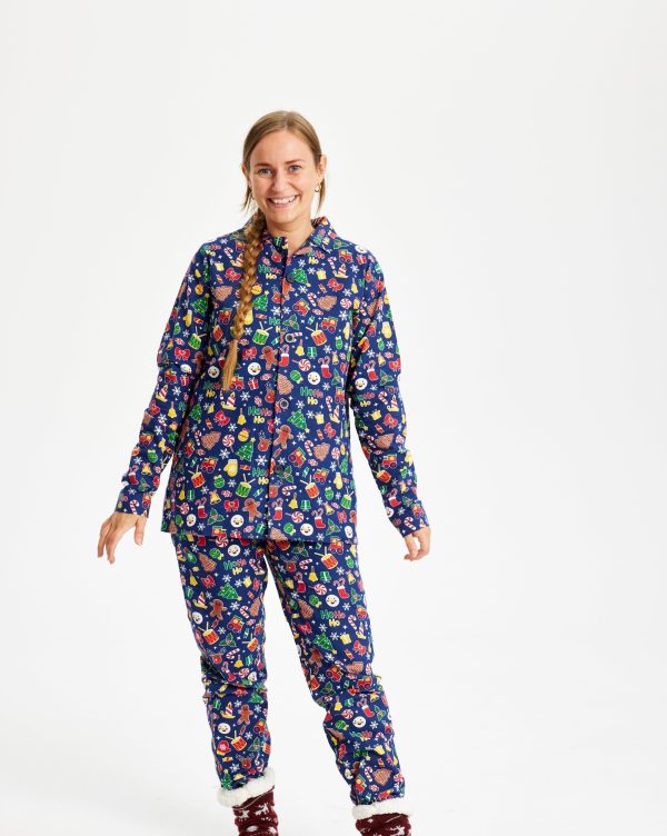 Crazy Julepyjamas Flannel Navy - dame / kvinder.