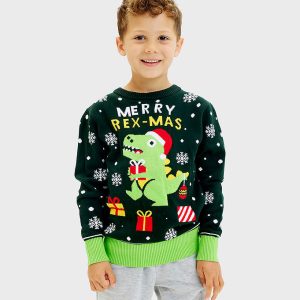 Jule-Sweaters Bluse - Sweet Christmas Dino - Grøn