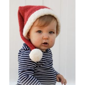 Sleepy Santa Hat by DROPS Design - Baby Nissehue Strikkeopskrift str. - 0/1 mdr