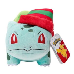 Pokemon Bulbasaur Bamse med Stribet Nissehue 20 cm