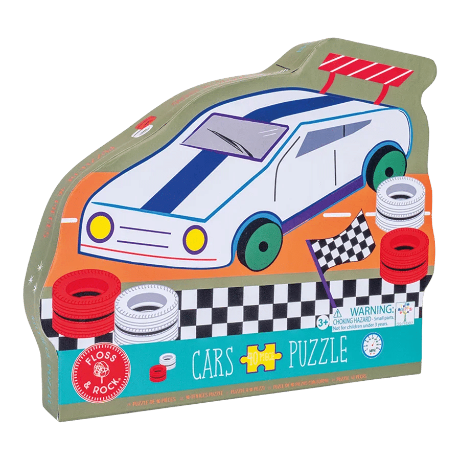 Floss & Rock - Puslespil m. Formet Motiv & Æske 40 Brikker - Cars "Racing Car"