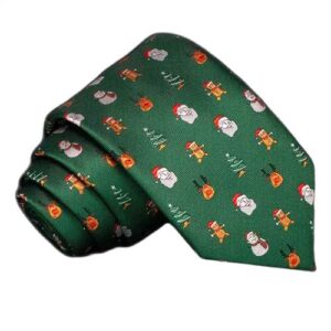 Grønt juleslips med julefigurer