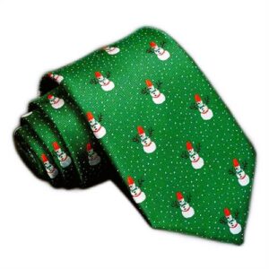 Grønt juleslips med snemænd