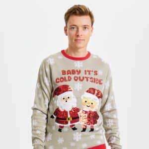 Årets julesweater: Baby It's Cold Outside - herre / mænd. Ugly Christmas Sweater lavet i Danmark