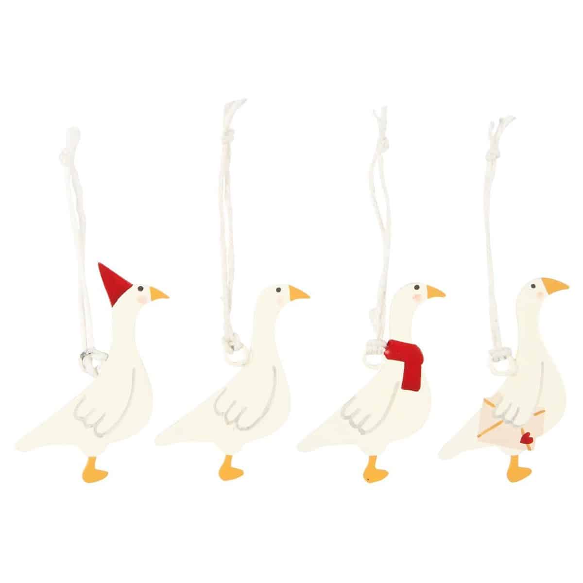 Julegås i metal til ophæng -Med halstørklæde