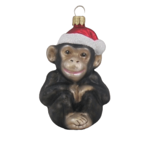 Julekugle Chimpanse med nissehue