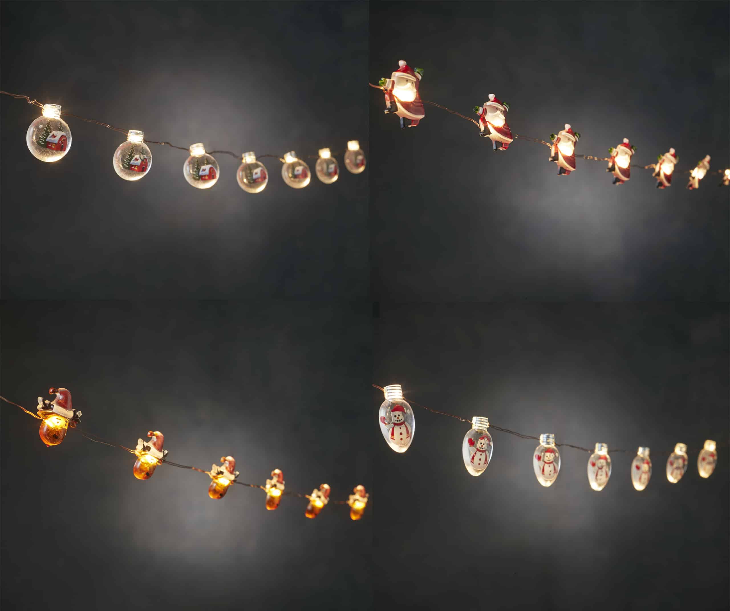 LED-lyskæde med figurer - Med nissehue